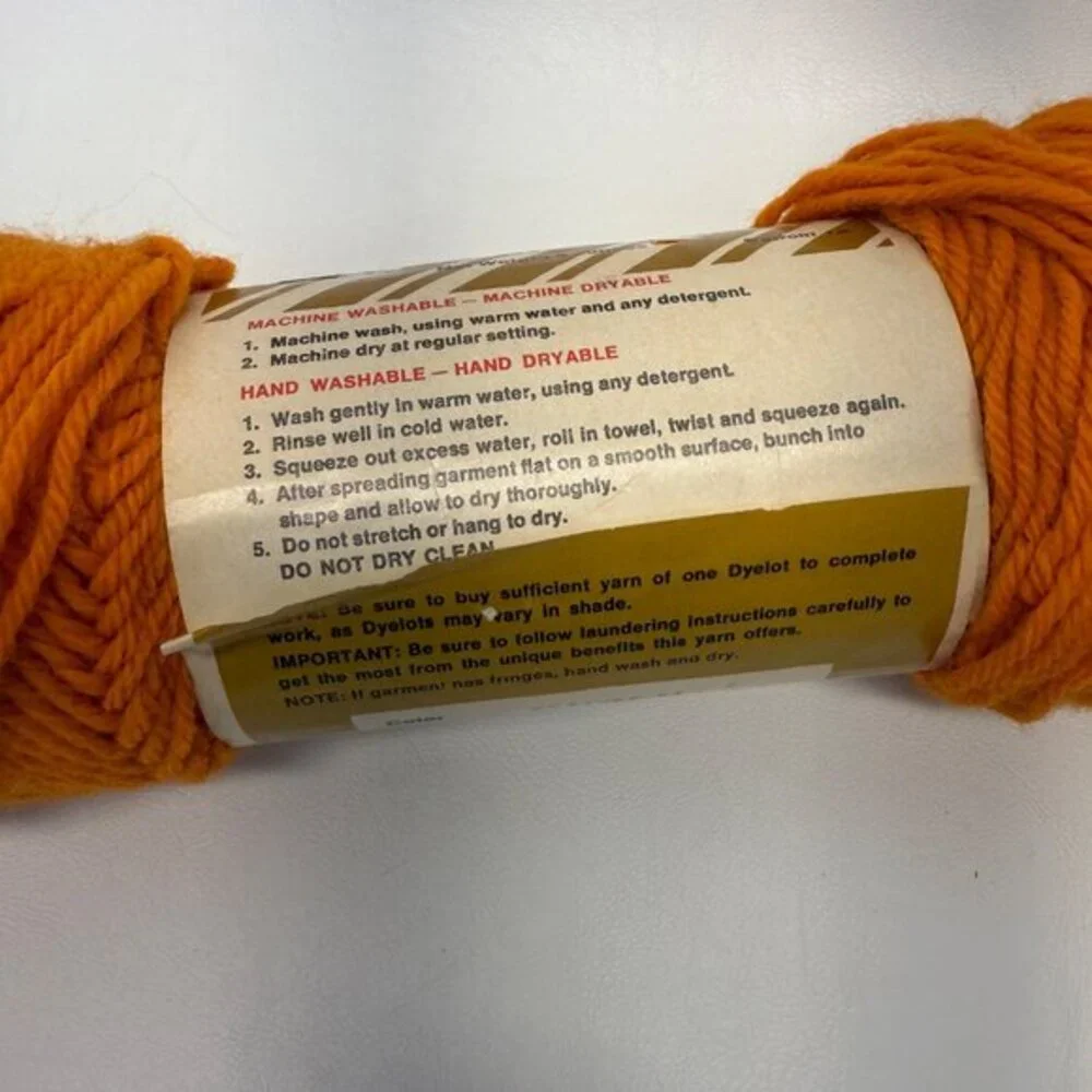 Montgomery Ward Orlon Acrylic Yarn 4-Ply Orange 54,‎ Gold 49, Med Yellow 44